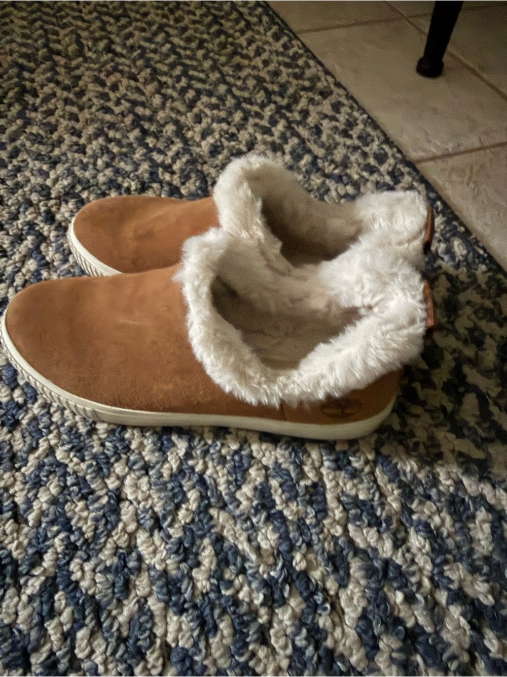 Timberland Faux-Suede Slip-On Slipper Shoes with Faux-Fur Lining - Brown 7.5 - Picture 2 of 3
